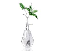 Movdyka Regalos de Boda para Pareja, Regalos de Flores de Lirio Verde Cristal para Mujer, Figura de Flor de Lirio Hecha a Mano con jarrón, Adornos coleccionables, decoración del hogar, Centro de Mesa
