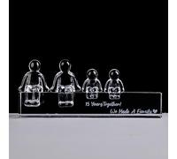 Movdyka Regalos de Cristal de 15 años de Boda en el Aniversario para Ella, 15 años Juntos hicimos un Ornamento de Cristal de la Familia para la Esposa (2 niños)