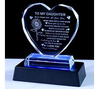Movdyka Regalos de cumpleaños para hija y adulto de mamá, recuerdo de cristal en forma de corazón con base LED colorida para hija, regalos You are My Sunshine para hija