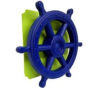 move and stic Placa de 40 x 40 cm con función de juego, placa de juego multifunción con volante pirata, volante para torre de juego (placa 40 x 40 cm, color verde manzana con volante azul)