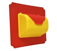 move and stic Placa de 40 x 40 cm con función de juego, placa de juego multifunción, con volante pirata, timón, teléfono de juego, torre de juegos (placa de 40 x 40 cm, rojo con buzón amarillo/rojo)