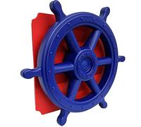 move and stic Placa de 40 x 40 con función de juego, placa de juego multifunción, con volante pirata, timón para torre de juegos, verde manzana y azul