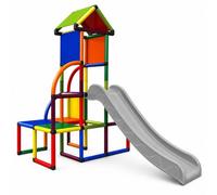 Move and Stic Toni Torre de escalada con tobogán y techo, colorida torre de juegos para niños, interior y exterior, sistema de conexión ampliable, resistente a los rayos UV, certificado TÜV/GS, EN 71