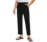 MOVE BEYOND Pantalones Cortos de Lino para Hombres 30 "/32" /34 "/36" Largo Verano Traje Ligero Pantalones de Tela