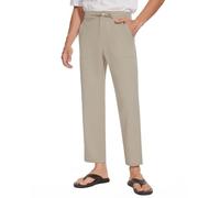 MOVE BEYOND Pantalones Cortos de Lino para Hombres 30 "/32" /34 "/36" Largo Verano Traje Ligero Pantalones de Tela