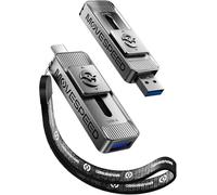 MOVE SPEED Disco Duro Externo 128GB, Pendrive con Velocidad de Lectura de hasta 560MB/s, SSD Externo con Puertos duales y diseño Push-Pull, Tipo C + USB 3.2 SSD portátil para iPhone 17/16/15/Android