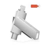 MOVE SPEED Unidad flash de 512 GB con certificación MFi para iPhone, USB 3.1 tipo C, unidad de pulgar de alta velocidad, palo de almacenamiento de fotos con funda de cuero para llavero, compatible con