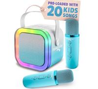 Move2Play, Mini máquina de karaoke para niños | Incluye más de 20 canciones para niños | 2 micrófonos | Conéctate con Bluetooth | Regalo de 2, 3, 4, 5 años y regalo de cumpleaños | Niñas, niños y