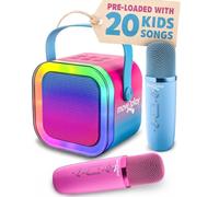 Move2Play, Mini máquina de karaoke para niños | Incluye más de 20 canciones para niños | 2 micrófonos | Conéctate con Bluetooth | Regalo de 2, 3, 4, 5 años y regalo de cumpleaños | Niñas, niños y