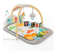 Move2Play, Montessori - Gimnasio de madera inspirado en Kick & Play para bebés, piano musical, tapete grueso y suave, centro de actividades para el tiempo boca abajo, tapete de juego para recién