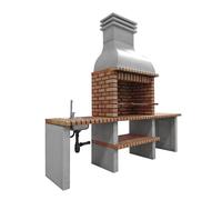 MOVELAR - Barbacoa de Obra Prefabricada de Leña y Carbón Modelo Altea (Gris, Naranja - 268 x 70 x 255 cm) REF: M00042 - Cocina de Exterior con Lavabo para Jardín y Terraza
