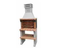 MOVELAR - Barbacoa de Obra Prefabricada de Leña y Carbón Modelo Liz XL (Gris, Naranja - 76 x 58 x 210 cm) REF: 3412/3 - Cocina de Exterior Compacta para Jardín, Terraza o Patio