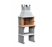 MOVELAR - Barbacoa de Obra Prefabricada de Leña y Carbón Modelo Luna XL (Gris, Naranja - 73 x 47 x 190 cm) REF: 3540 - Cocina de Exterior Compacta para Jardín, Terraza o Patio