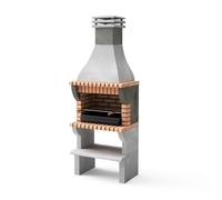 MOVELAR - Barbacoa de Obra Prefabricada de Leña y Carbón Modelo Maipu XL (Gris, Naranja - 86,5 x 58 x 245 cm) REF: 3531/3 - Cocina de Exterior con Parrilla Mellada para Jardín o Terraza