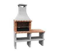 MOVELAR - Barbacoa de Obra Prefabricada de Leña y Carbón Modelo Sines XL (Gris, Naranja - 144 x 58 x 200 cm) REF: 3530/3 - Cocina de Exterior para Jardín o Patio