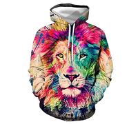 MOVERV 3D Sudadera con Capucha para Hombres y Mujeres Capucha Baratas Tallas Grandes León Estampado otoño e Invierno suéter con Capucha Top Suelto Chandal Hoodie Suéter Jersey Ropa Deportiva