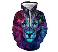 MOVERV 3D Sudadera con Capucha para Hombres y Mujeres Capucha Baratas Tallas Grandes León Estampado otoño e Invierno suéter con Capucha Top Suelto Chandal Hoodie Suéter Jersey Ropa Deportiva