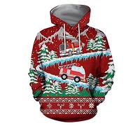 MOVERV Navidad Sudadera Hombre Camiseta de Manga Larga Suéter Unisex árbol de Navidad Navideños de Impreso en 3D Ropa Otoño Invierno para Fiesta Navidad Casual Sudadera con Capucha para Parejas