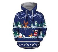 MOVERV Navidad Sudadera Hombre Camiseta de Manga Larga Suéter Unisex árbol de Navidad Navideños de Impreso en 3D Ropa Otoño Invierno para Fiesta Navidad Casual Sudadera con Capucha para Parejas