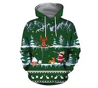 MOVERV Navidad Sudadera Hombre Camiseta de Manga Larga Suéter Unisex árbol de Navidad Navideños de Impreso en 3D Ropa Otoño Invierno para Fiesta Navidad Casual Sudadera con Capucha para Parejas
