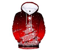 MOVERV Navidad Sudadera Hombre Camiseta de Manga Larga Suéter Unisex árbol de Navidad Navideños de Impreso en 3D Ropa Otoño Invierno para Fiesta Navidad Casual Sudadera con Capucha para Parejas