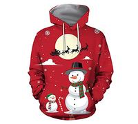 MOVERV Navidad Sudadera Hombre Camiseta de Manga Larga Suéter Unisex árbol de Navidad Navideños de Impreso en 3D Ropa Otoño Invierno para Fiesta Navidad Casual Sudadera con Capucha para Parejas