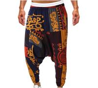 MOVERV Pantalones Bohemios Hombres Pantalón Pantalones Hippie Boho para Hombre Tallas Grande Entrenamiento Ropa Deportivas Yoga Harem Pantalones de Lino Pantalones Harén para Hombre
