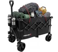 MoverX Carrito de festival de 120 litros, plegable, para camping, playa, al aire libre, jardín, picnic, compras, pesca, ruedas anchas, mango