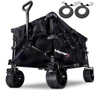MoverX Carrito de festival plegable, camping portátil, playa, al aire libre, jardín, picnic, compras, pesca, ruedas anchas, mango