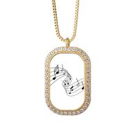 Movg 5-le Staff - Collar con colgante de cristal dorado y diamantes azules