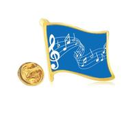 Movg 5-le Staff - Pin de solapa con bandera de metal dorado azul Art Deco