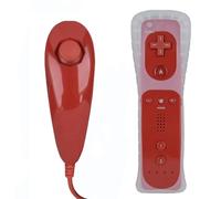 MOVHEIYL Replacement Remote Controller for Wii & Wii U, Built-in 2 in 1 Motion Plus with Silicon Case and Nunchuck (Red)