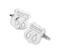 Movie Designg Super Gemelos Route 66 para camisa para hombres excelente idea regalo Material Metal Color plata, enlaces de puño, gemelos plata