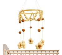 Móvil Bebé Para Cuna - Fieltro Algodón Madera 60x19,5cm | Arte Colgante De Bola De Margarita Hecho A Mano | Colgante De Techo Neutro De Género Extra Grande Para Decoración De Habitación De Bebé