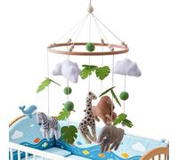 Móvil calmante para bebé - Tema de animales Decoración de habitación infantil - Móvil de fieltro hecho a mano, para moisés, cuna, dormitorio, juegos para niños, niñas y