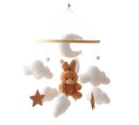 Móvil De Cuna - 17.72x9.06 Pulgadas Estructura De Madera De Peluche, Visivo Para El Movimiento Del Colgante En Forma De Conejo, Móvil Colgante Para La Dormitorio De Los Niños | Zonas Noche P