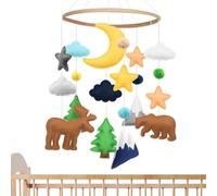 Móvil de cuna, Móviles de guardería para bebés con animales del bosque y la selva, Juguete de campana de cama de madera para guardería, sala de estar, hospital y dormitorio