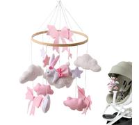 Móvil de cuna para cuna - 15,75 pulgadas Decoración móvil para cuna de conejo con rosa | Decoración giratoria chupete romántico para dormitorio de cuna, sala de estar preescolar