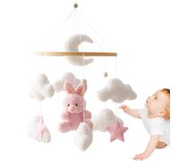 Móvil de cuna para niñas, Móvil de conejo para cuna - Colgante para decoración de techo y guardería - de cuna para niños pequeños con rotación de 360° para dormitorio con colgante de conejito