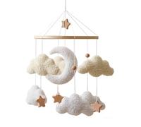 Móvil de cuna - Peluche Luna, Estrellas de madera, giratorio para colgar, Acento bohemio para la habitación de los peques | Promueve el desarrollo del bebé, las capacidades m