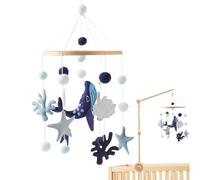 Móvil De Guardería Neutral De Ballenas Marinas - 19,7 Cm, Temática Oceánica | Móvil Para Cuna De Bebé Sea Creatures - Madera | Material De Tela No Tejida | Diseño De Estrella De Mar Para Parque Infant