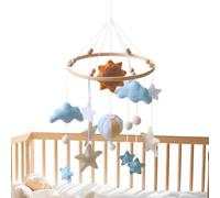 Móvil de guardería para niños, suave y natural hecho a mano, decoración sensorial de madera