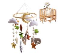 Móvil de tela para cuna: animal artesanal de 230 g, patrón multicolor temático, suspendido de felpa, estructura equilibrada aireada, elemento interactivo de actividad para captar la atención