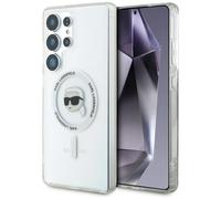 KARL LAGERFELD Carcasa para Samsung S25 Ultra KLHMS25LHLSKIH (Magnetic IML Metal K. Heads), color blanco