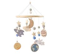 Móvil para bebé, madera, móvil de bebé, música, carillón de viento móvil, estrella de punto a mano, decoración de habitación de bebé para niña y niño, para decoración de casa, ornamentos, colgando de