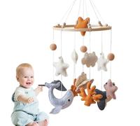 Móvil Para Cuna De Bebé De 17,7 Pulgadas, Decoración Colgante De Fieltro Para Guardería | Carillón De Viento De Animales Marinos De Madera, Móvil Para Cuna De Dibujos Animados Para Decoración