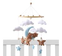 Móvil Para Cuna De Bebé - Diseño De Fieltro Con Forma De Luna Y Oso Durmiente | Campana De Viento Relajante En Forma De Nube Para Moisés Y Mesa Para Cambiar Pañales | Regalo Para Recién Nacidos -