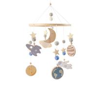 Móvil Para Cuna - Decoración Infantil de Madera para Habitación | Móvil Giratorio 360 Grados Con Diseño De Planetas Y Naves Espaciales Para Dormir Y Viajar