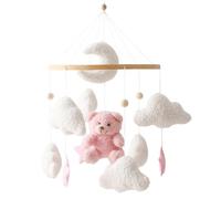 Móvil para cuna, móvil para bebé de 17, 7x9 pulgadas para cuna, lindo oso de peluche, decoración de guardería de terciopelo, bebé colgante giratorio de 360 ° para habitación de niños.