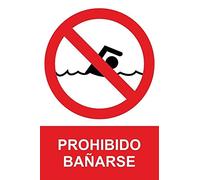 MovilCom® - Adhesivo PROHIBIDO BAÑARSE 150x200mm Señal prohibición (ref.RD45637)